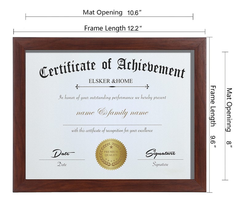 ELSKER&HOME 8.5x11 Certificate Frame - Classic Coffee Color Frame - Document&Certificate - Displays Diploma 8.5x11 Inch - for Degree/Award(2 Pack) - Image 4